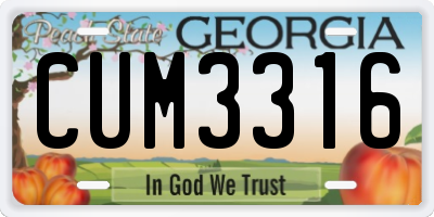 GA license plate CUM3316