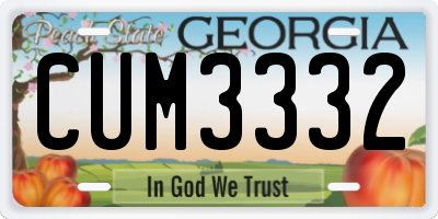 GA license plate CUM3332