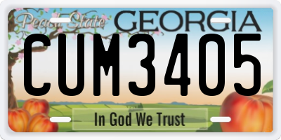 GA license plate CUM3405