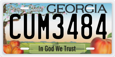 GA license plate CUM3484