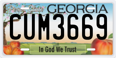 GA license plate CUM3669