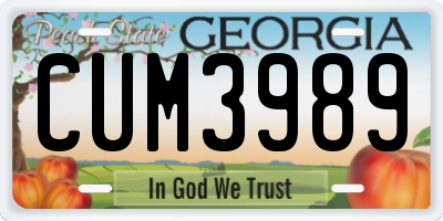 GA license plate CUM3989