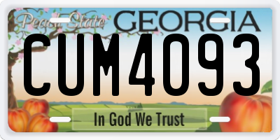GA license plate CUM4093