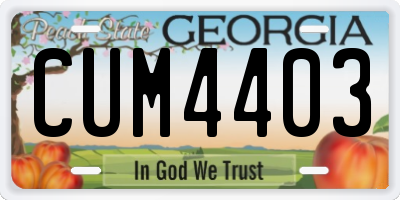 GA license plate CUM4403