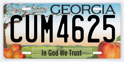 GA license plate CUM4625
