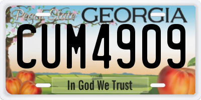 GA license plate CUM4909