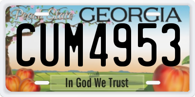 GA license plate CUM4953