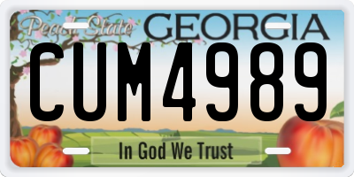 GA license plate CUM4989