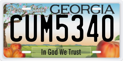 GA license plate CUM5340