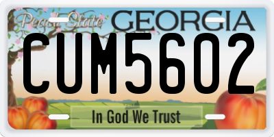 GA license plate CUM5602