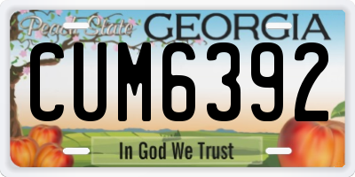 GA license plate CUM6392