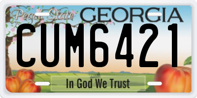 GA license plate CUM6421