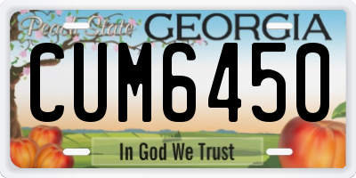 GA license plate CUM6450