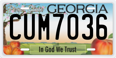 GA license plate CUM7036