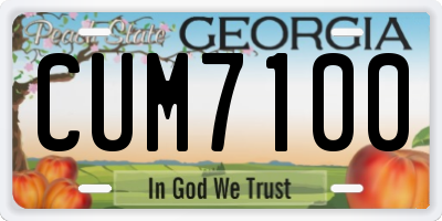 GA license plate CUM7100