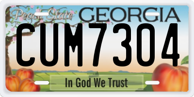GA license plate CUM7304