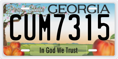 GA license plate CUM7315