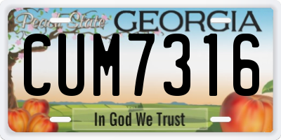 GA license plate CUM7316