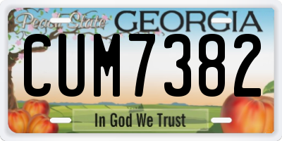 GA license plate CUM7382