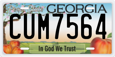 GA license plate CUM7564