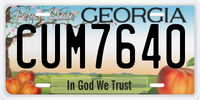 GA license plate CUM7640