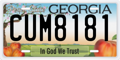 GA license plate CUM8181