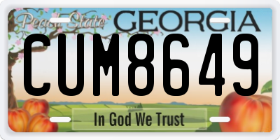 GA license plate CUM8649