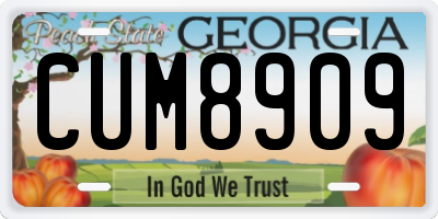 GA license plate CUM8909