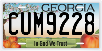 GA license plate CUM9228