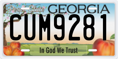 GA license plate CUM9281