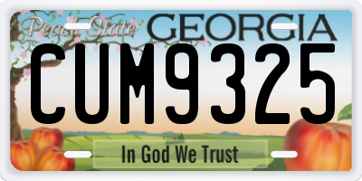 GA license plate CUM9325