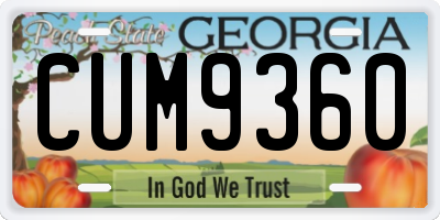 GA license plate CUM9360