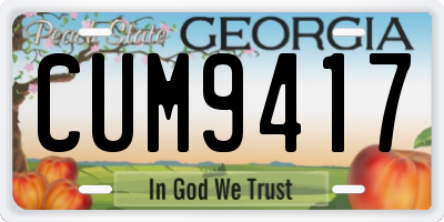 GA license plate CUM9417