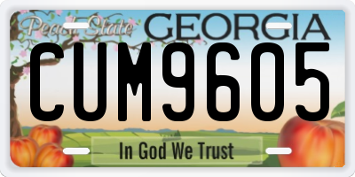 GA license plate CUM9605