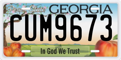 GA license plate CUM9673