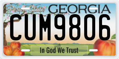 GA license plate CUM9806