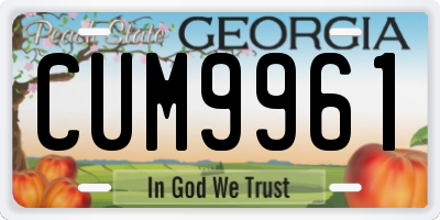 GA license plate CUM9961