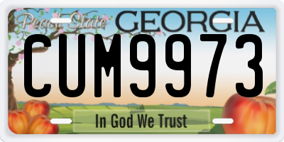 GA license plate CUM9973