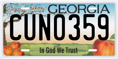 GA license plate CUN0359