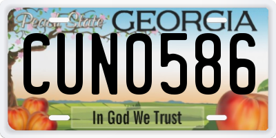 GA license plate CUN0586
