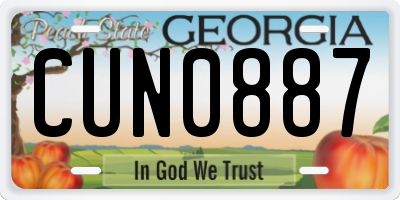 GA license plate CUN0887