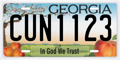 GA license plate CUN1123