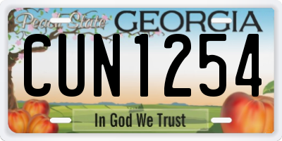 GA license plate CUN1254