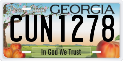GA license plate CUN1278
