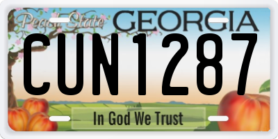 GA license plate CUN1287
