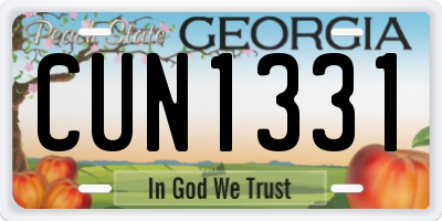 GA license plate CUN1331