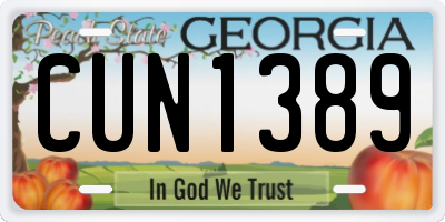 GA license plate CUN1389