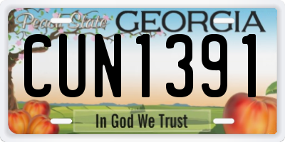 GA license plate CUN1391