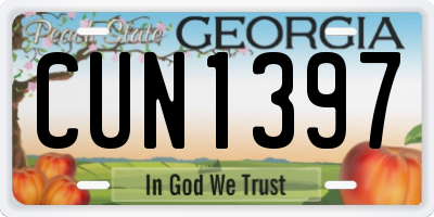 GA license plate CUN1397