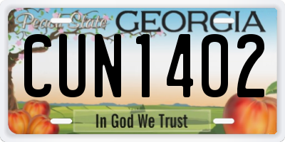 GA license plate CUN1402